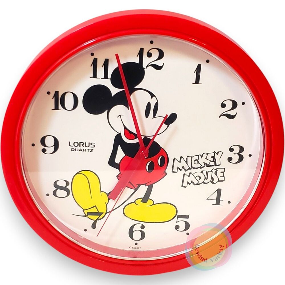 Vintage Lorus Red Mickey Mouse Wall Clock 10.25"
